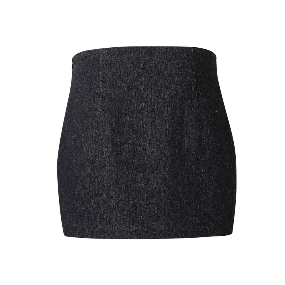 Black Denim Button Mini Skirt - Picture 4 of 4